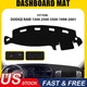 Fits 1998-2001 DODGE RAM 1500 2500 3500 DASH COVER MAT DASHBOARD/CHARCOAL BLACK
