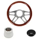 Steering Wheel Kit 14" 9-Bolt 4-Spoke Half Wrapped Walnut Chevy C10 70-87 w/ Bla
