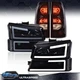 Fit For 03-06 Chevrolet Silverado LED DRL Smoke Lens Headlights+Tail Lights