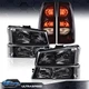 Clear/Black Headlights+Smoke Tail Lights Fit For 2003-2006 Chevy Silverado