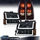 Fit For 2003-2006 Chevy Silverado Smoke Amber LED DRL Headlight + Tail Light