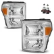 For 2011-2016 Ford F250 F350 F450 F550 Super Duty Chrome Headlights W/Bulbs L+R
