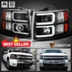 Black Fits 2007-2014 Chevy Silverado 1500 2500HD 3500HD LED Projector Headlights